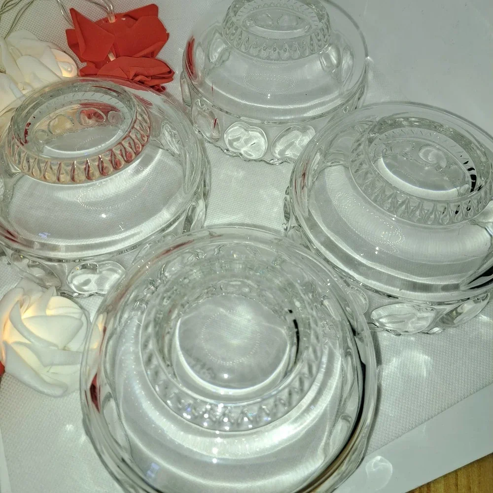Tiffany & Co SET OF 4 Apple Motif - Scalloped Edge HEAVY crystal Beauties!